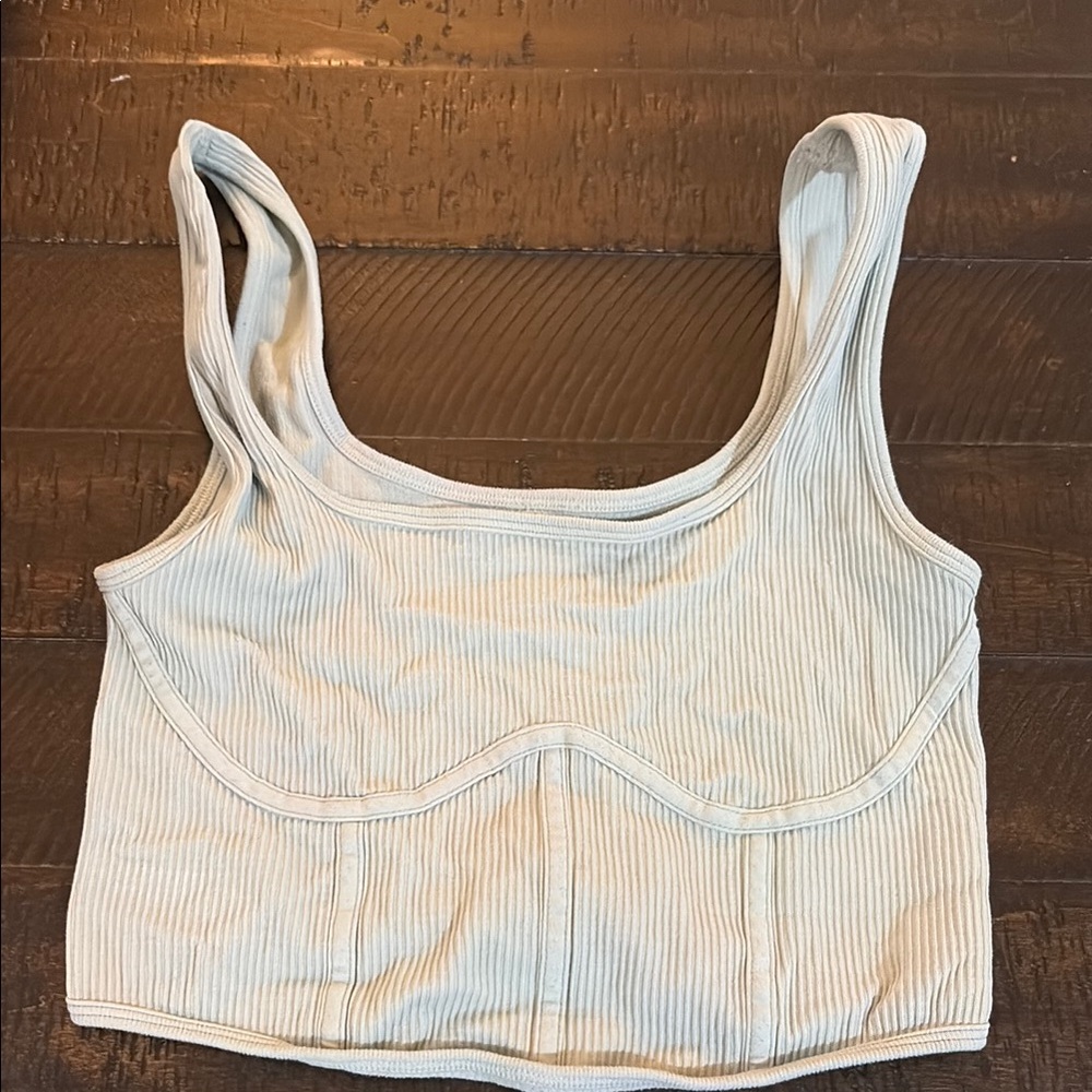 Ribbed Cream Crop Top